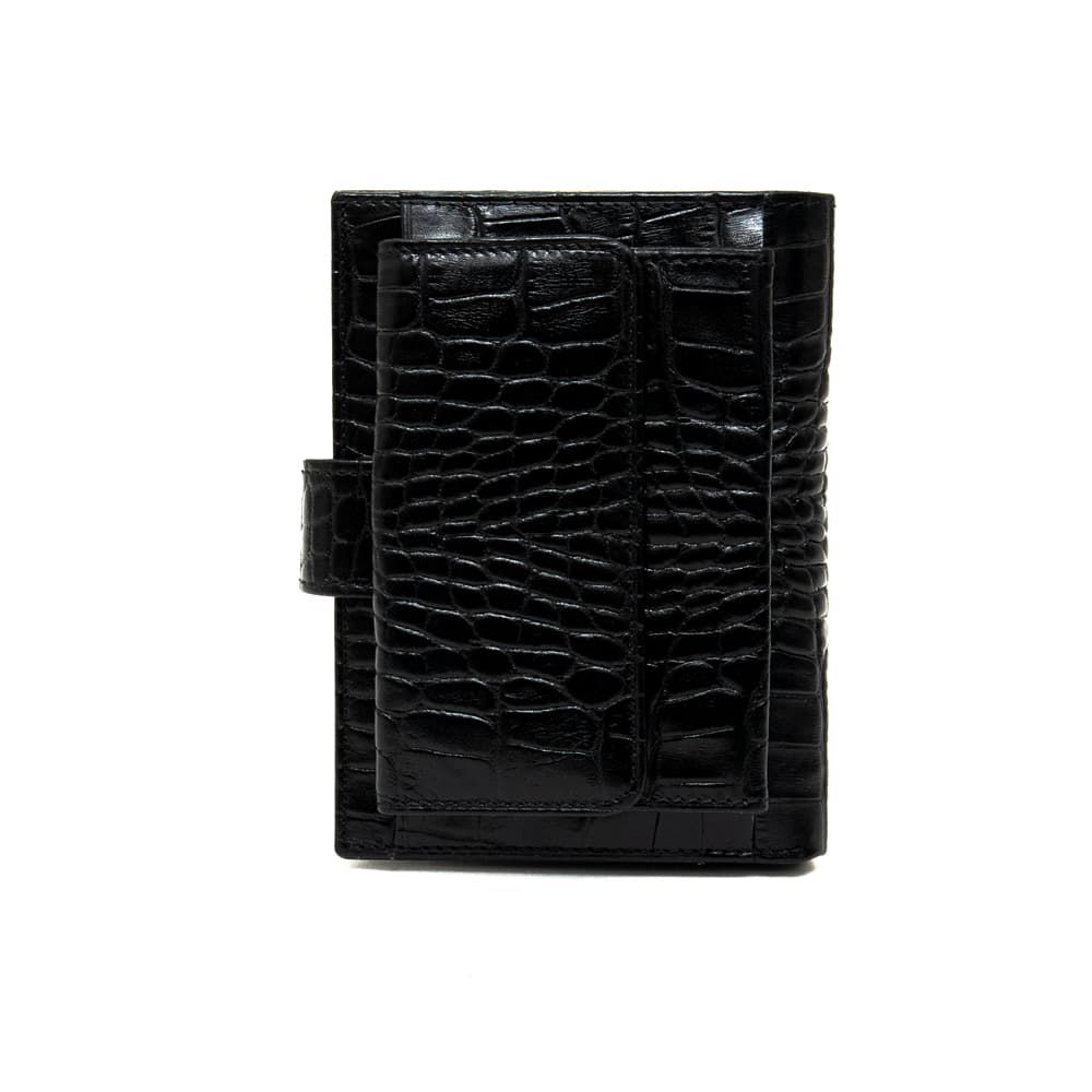Малко дамско портмоне от естествена кожа ENZO NORI модел NEXT цвят черен кроко