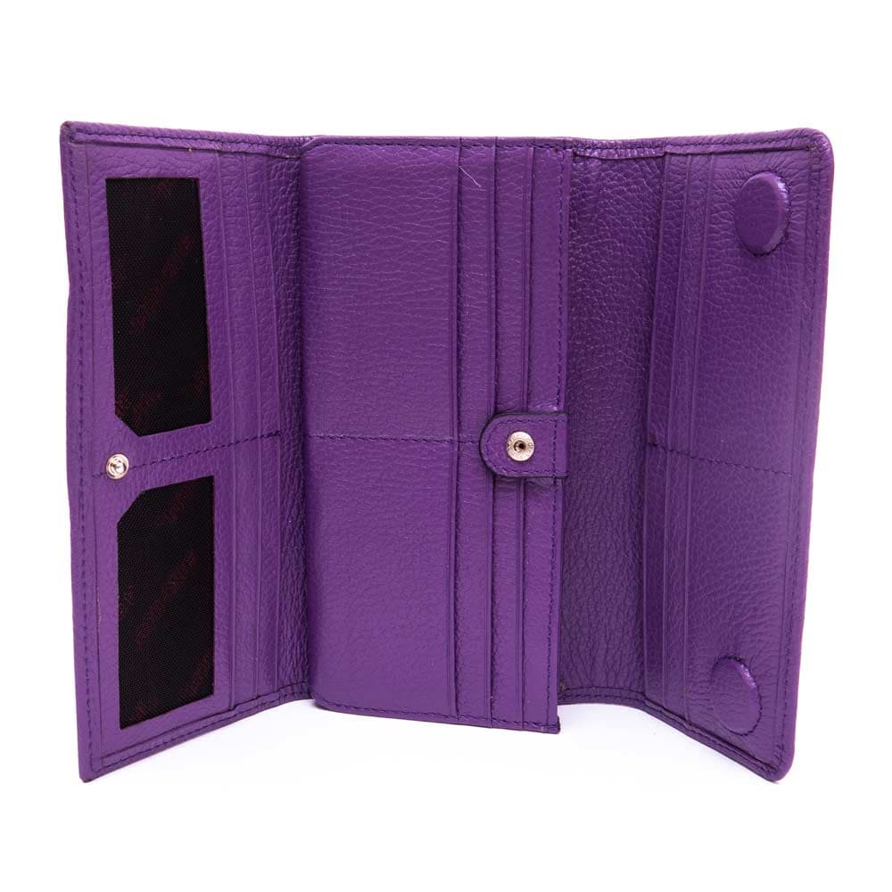 Нестандартно дамско портмоне от естествена кожа ENZO NORI модел ELEGANTE цвят лилав кроко