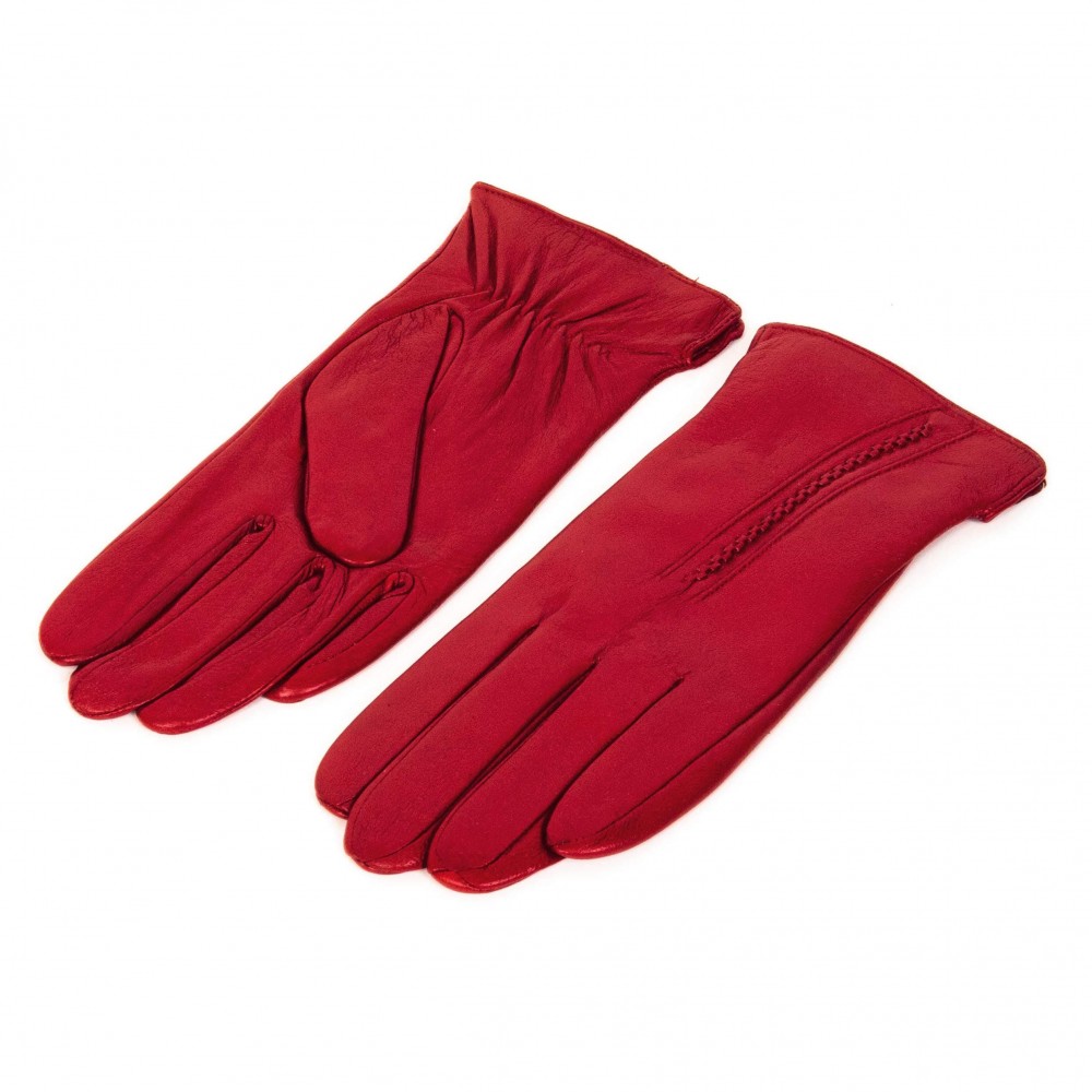 Дамски ръкавици Paula Venti модел GAYA естествена кожа червен