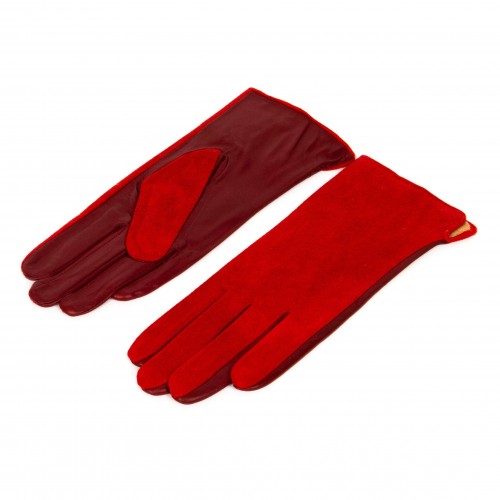 Дамски ръкавици Paula Venti модел TREVI естествена кожа велур червен