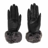 Елегантни дамски ръкавици с пух PAULA VENTI модел PVG1051.1 естествена кожа цвят черен