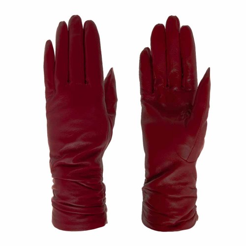 Дамски ръкавици PAULA VENTI модел ELENA естествена кожа червен