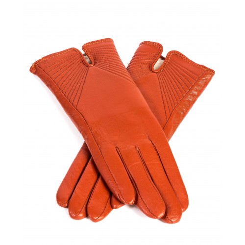 Дамски ръкавици Paula Venti модел AURELIA естествена кожа оранжев