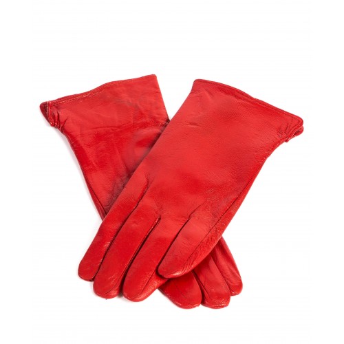 Дамски ръкавици Paula Venti модел SHIA естествена кожа червен