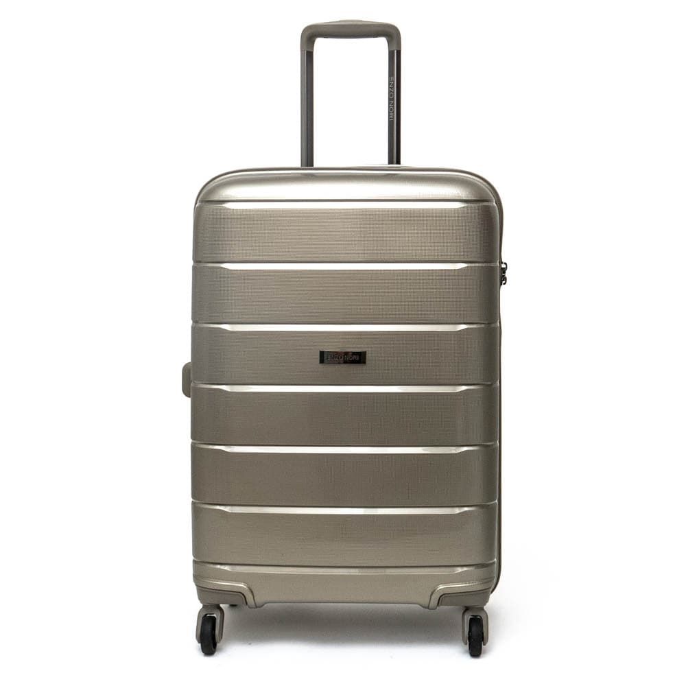 Златен твърд куфар от полипропилен марка ENZO NORI модел LINES 76 см спинер