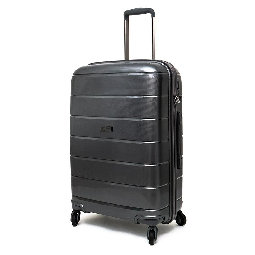 Комплект твърди куфари от полипропилен в 3 размера марка ENZO NORI модел LINES цвят тъмно сив
