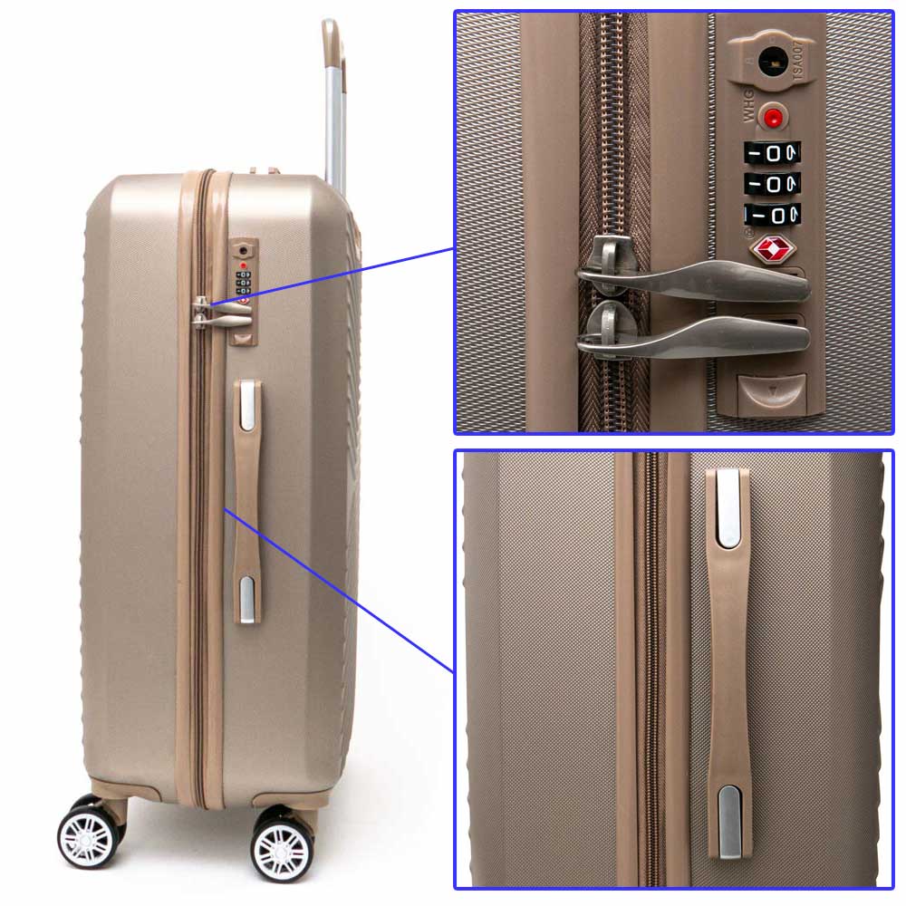Среден размер куфар с TSA заключване ENZO NORI модел TOROS 66 см спинер от ABS цвят златен