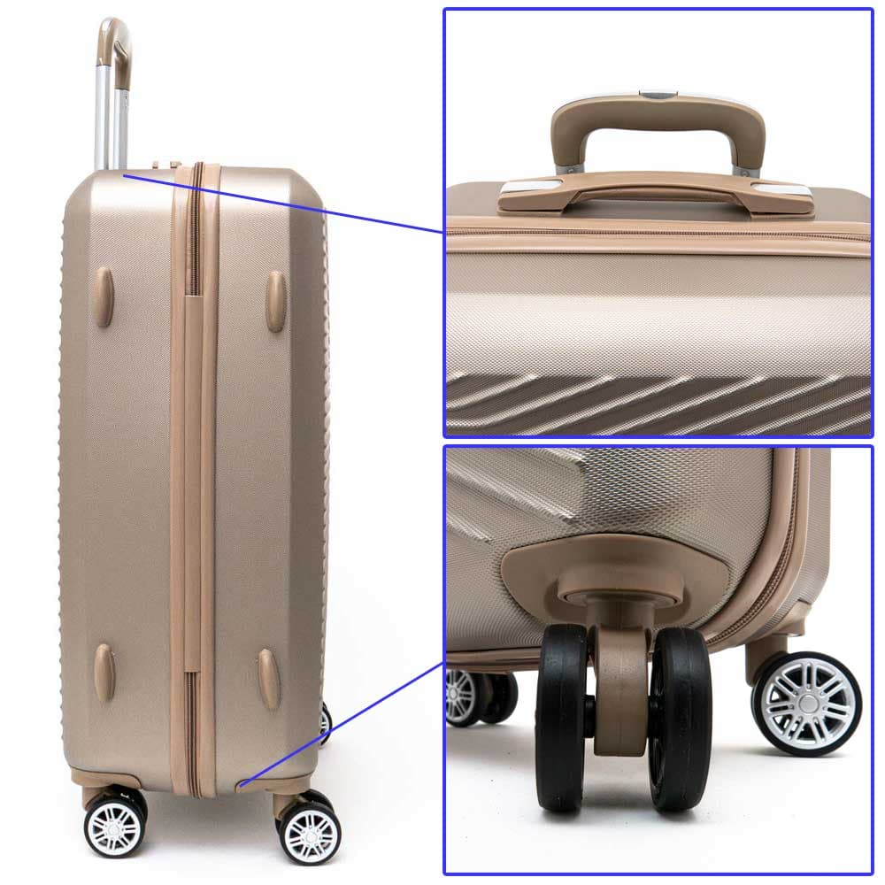 Висококачествени твърди куфари комплект от ABS в златен цвят ENZO NORI модел TOROS с TSA заключване