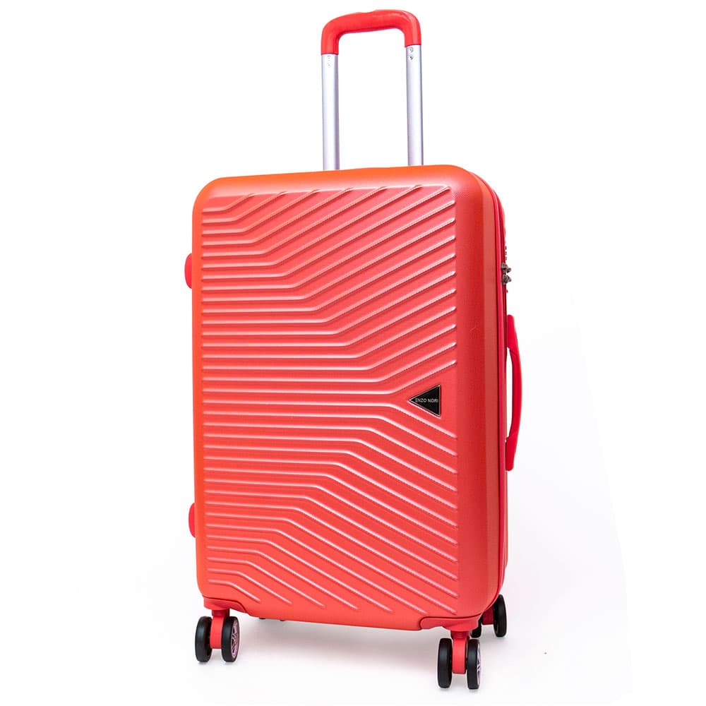 Здрав куфар с 4 двойни колелца ENZO NORI модел TOROS 66 см спинер от ABS с TSA заключване цвят корал