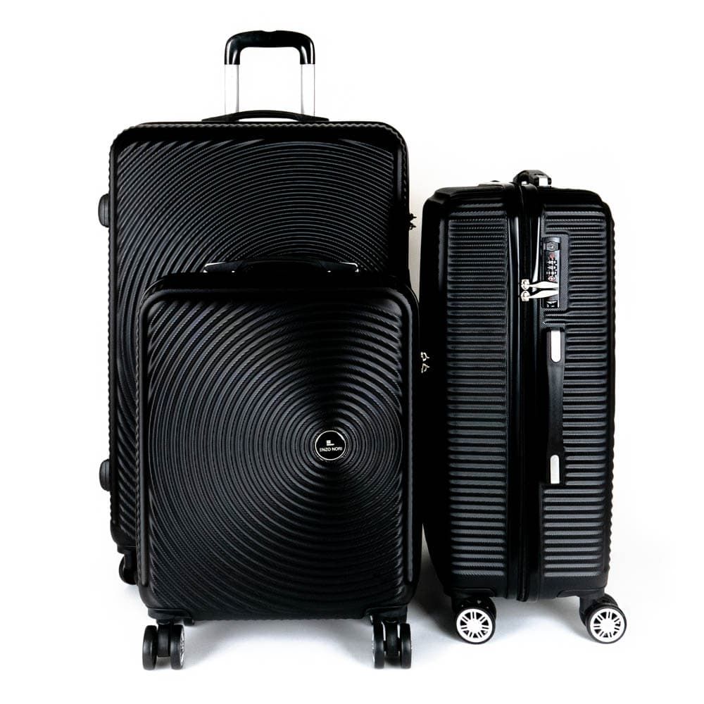 Твърд куфар марка ENZO NORI модел SEA комплект от 3 размера 100% ABS цвят черен