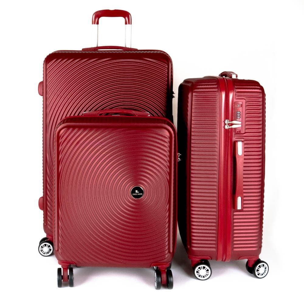 Твърд куфар марка ENZO NORI модел SEA комплект от 3 размера 100% ABS цвят бордо