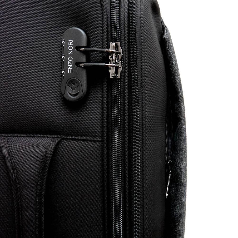 Черен куфар с разширение от висококачествен текстил ENZO NORI модел INDIGO 68 см 