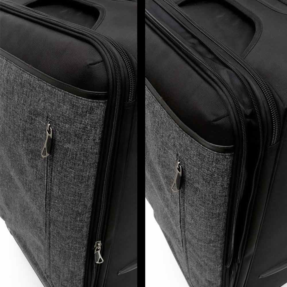 Среден размер куфар от висококачествен текстил ENZO NORI модел INDIGO 68 см с разширение сив