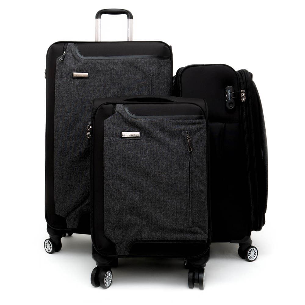 Куфари комплект от текстил 3 размера ENZO NORI модел INDIGO с включен размер за ръчен багаж цвят черен