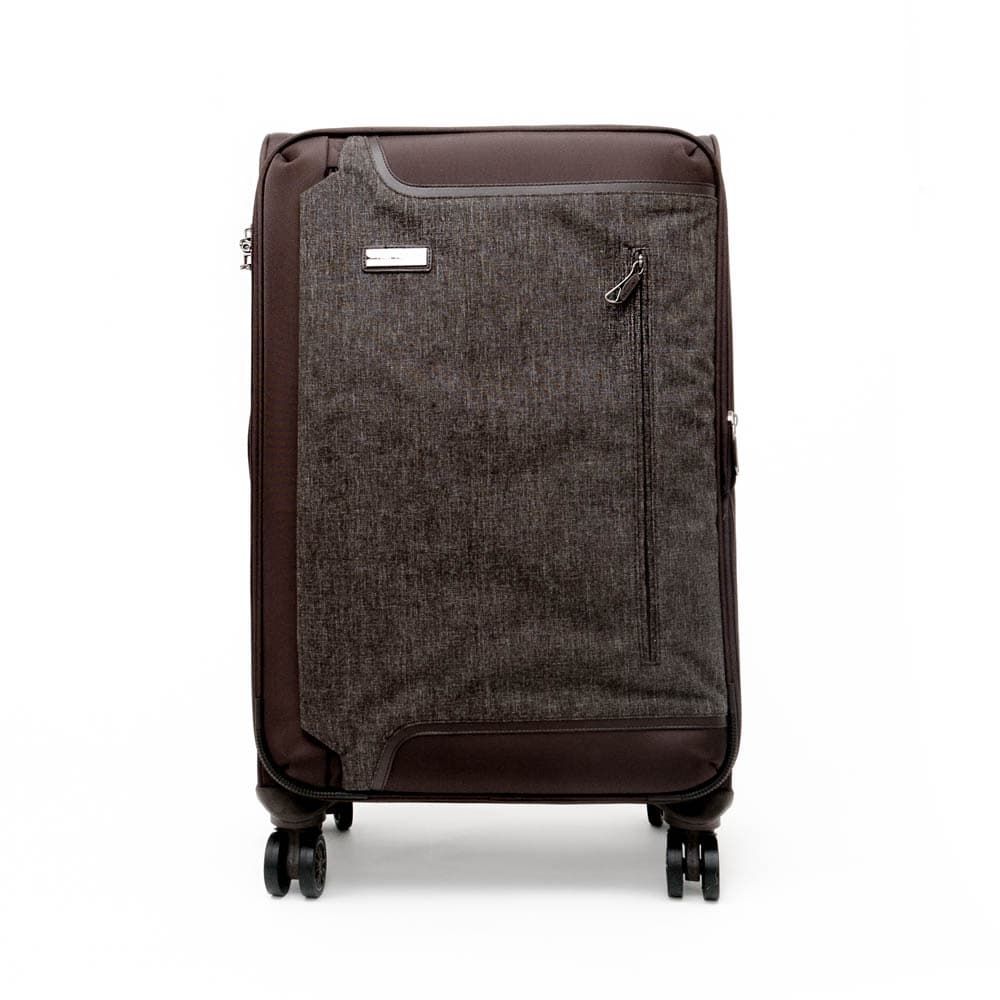 Мек куфар от висококачествен текстил ENZO NORI модел INDIGO 78 см с разширение кафяв