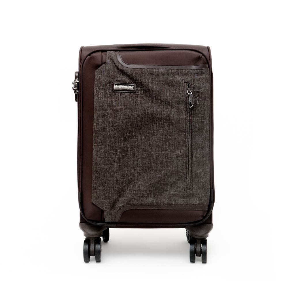 Куфар от висококачествен текстил за ръчен багаж ENZO NORI модел INDIGO 55 см цвят кафяв