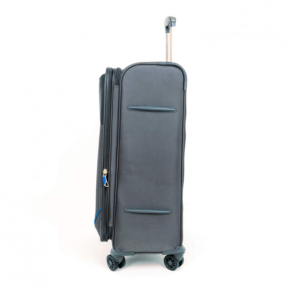 Голям куфар от текстил ENZO NORI модел CLOUD 78 см с 4 колелца черен с разширение
