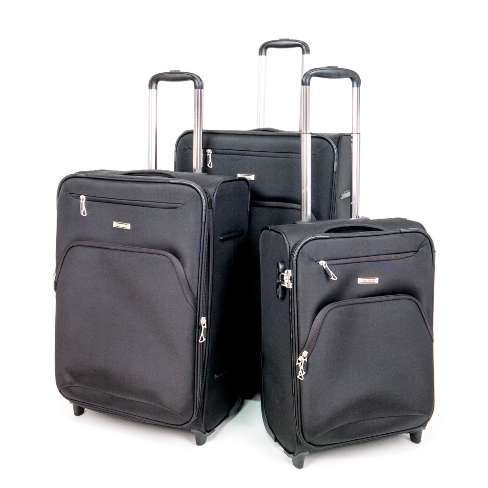 Куфар ENZO NORI модел COTTON комплект от 3 размера текстил черен 