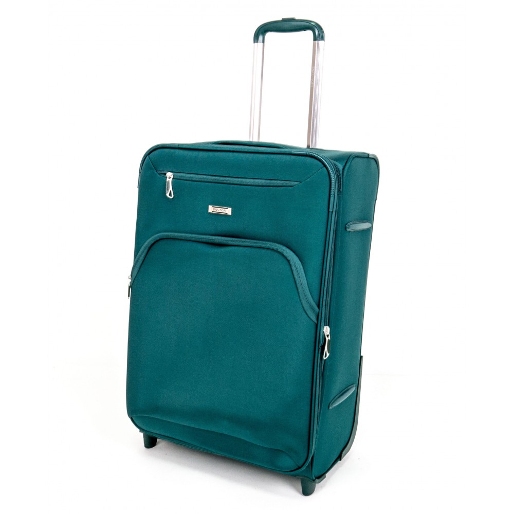 Малък куфар с 2 колелца ENZO NORI модел COTTON 64 см от текстил зелен
