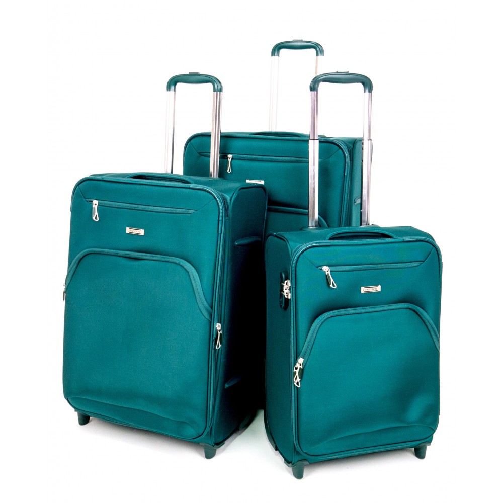 Три размера текстилни куфари комплект ENZO NORI модел COTTON зелен