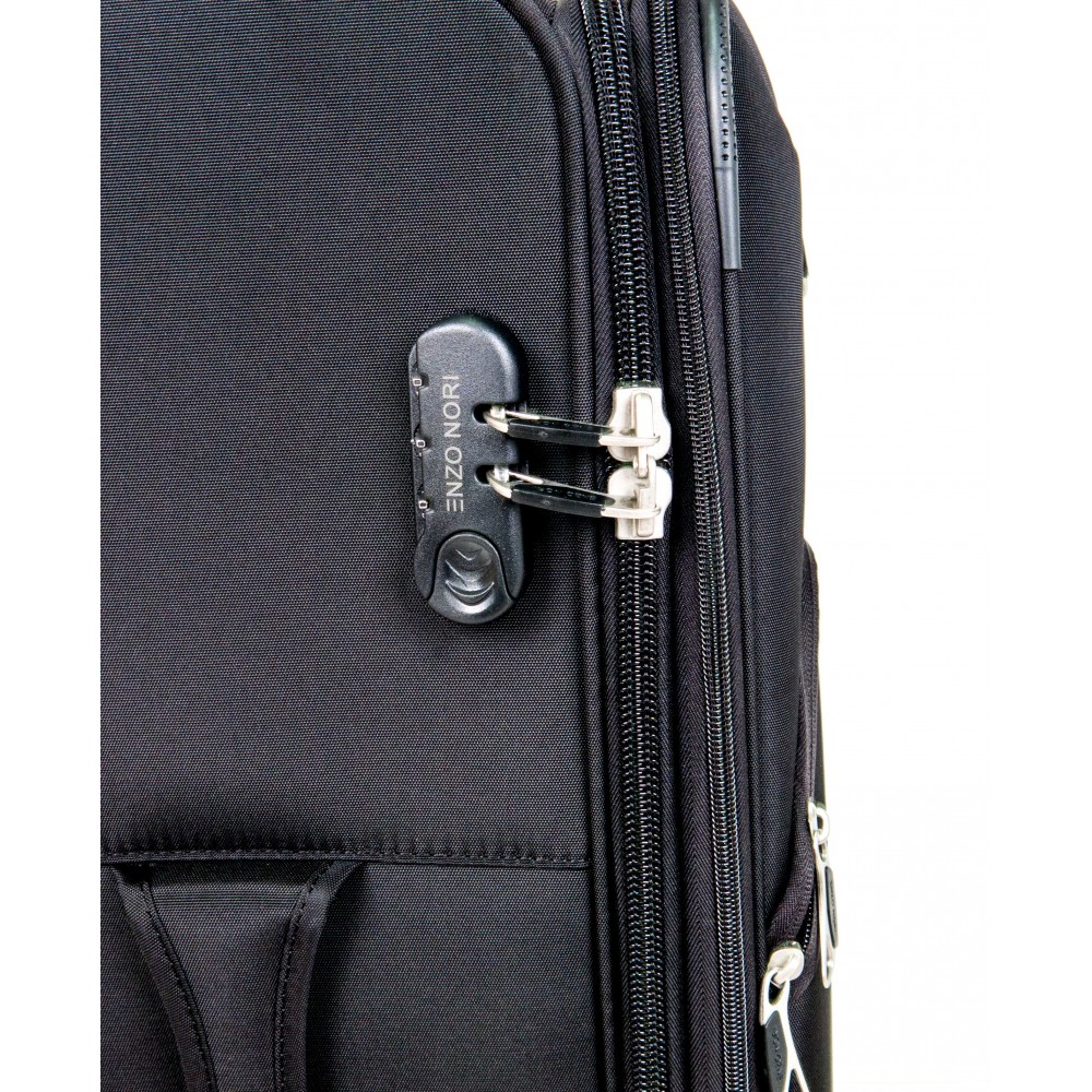 Куфари комплект от текстил 3 броя ENZO NORI модел COTTON + пътна чанта за ръчен багаж зелен