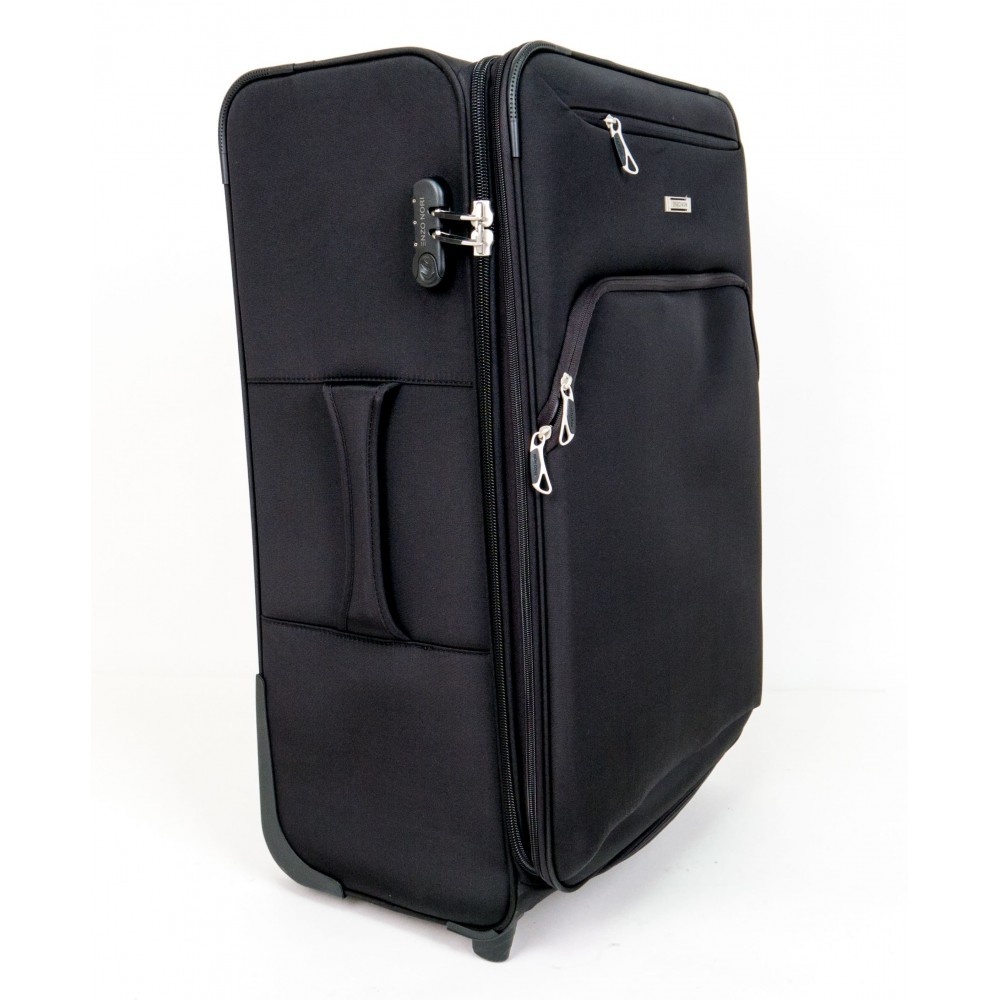 Куфар ENZO NORI модел COTTON 74 см от текстил с 2 колелца черен