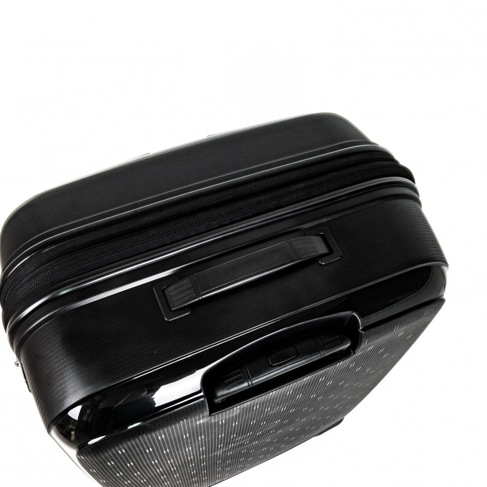 Куфар от 100% полипропилен ENZO NORI с 4 двойни колелца черен модел NOVA 75 см