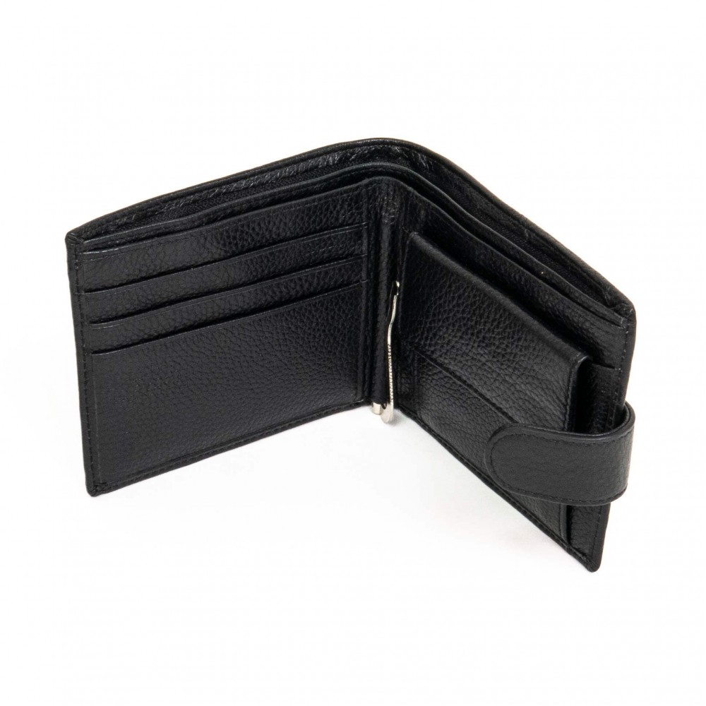 Практичен мъжки портфейл от естествена кожа ENZO NORI ENPM004 черен