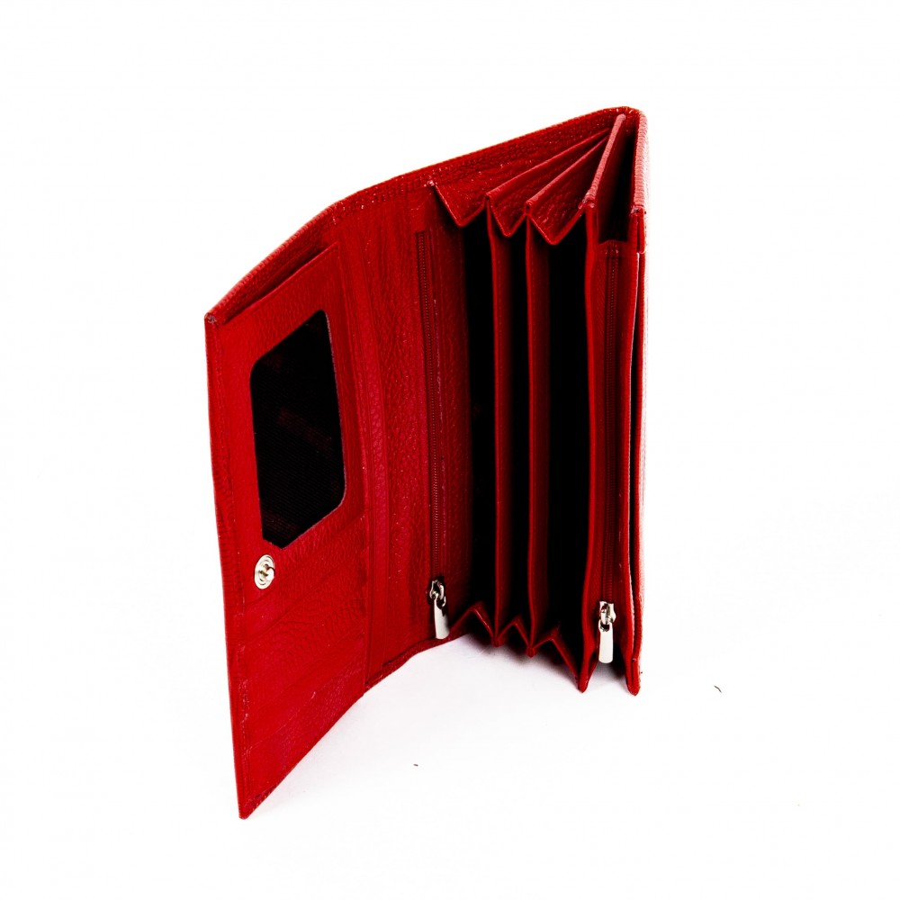 Дамско портмоне ENZO NORI модел CLASSIQUE естествена кожа червен лазер