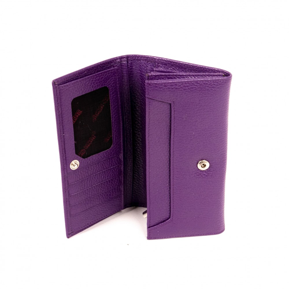 Дамско портмоне ENZO NORI модел CLASSIQUE естествена кожа тъмно лилав