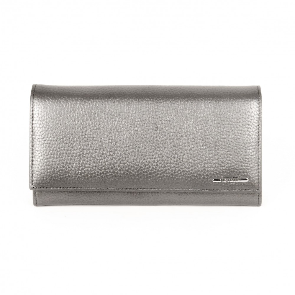 Модерно дамско портмоне от естествена кожа с множество отделения за карти и документи ENZO NORI модел CLASSIQUE цвят сребърен