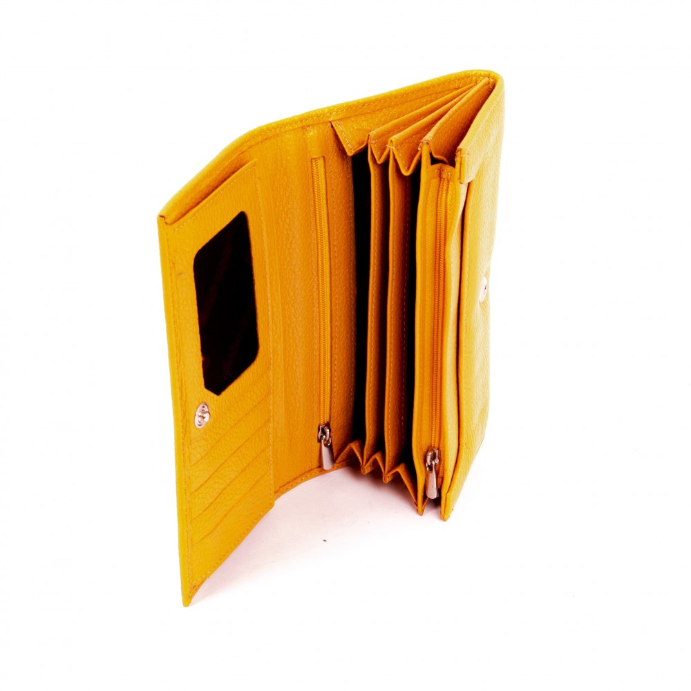 Дамско портмоне ENZO NORI модел CLASSIQUE естествена кожа жълт