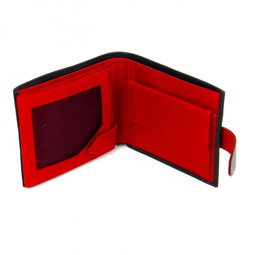Мъжки портфейл ENZO NORI модел TINO естествена кожа черен-червен