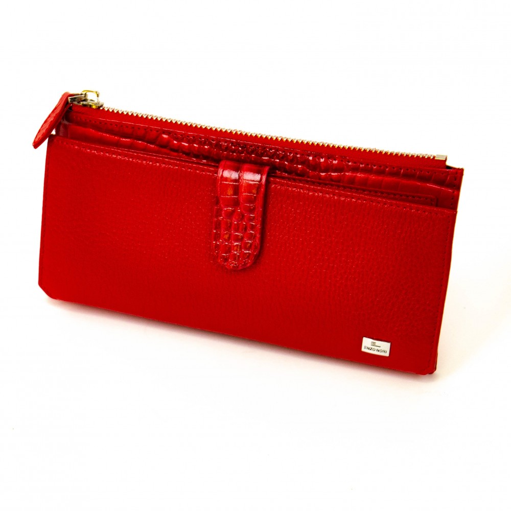 Луксозно дамско портмоне ENZO NORI от висококачествена естествена кожа модел ENCOUNTER червен