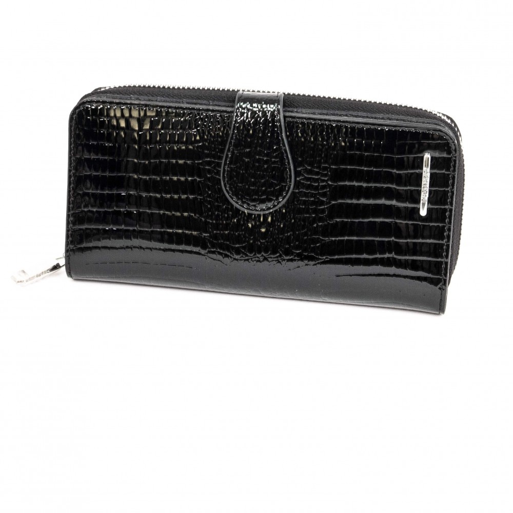 Изискано дамско портмоне от естествена кожа ENZO NORI модел VARESE черен кроко